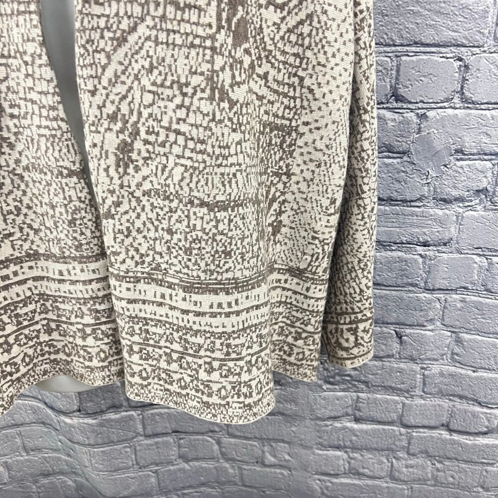J. Jill Pure Jill  Birch Bark Print Beige Open Front Cardigan Sweater Large - Picture 7 of 10